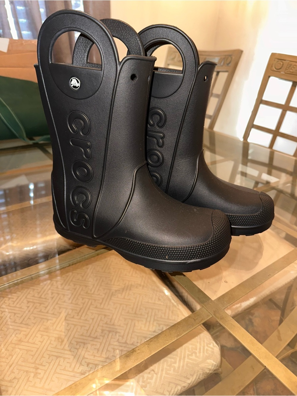 CROCS Women’s Classic Black Tall Rain & Snow Boots with Handles